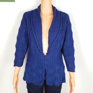 JM collection 3/4 sleeve Crochet cardigan size L